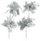 com-four® 4X Deko-Gesteck, dekorative Zweige als tolle Weihnachtsdekoration, schöner Raumschmuck, verschönert Geschenke auch für Kränze und Blumenarrangements DIY (silberfarben - klein)