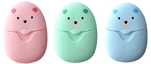 Seifenkiste BläTter Seife füR Die Reise Tragbare SeifenbläTter Duftendes Mini-Seifenkiste Mini Reisen Tragbare Seifenkiste für Unterwegs Reisen Camp Outdoor Wandern 3 Farben(Grün/Blau/Pink)