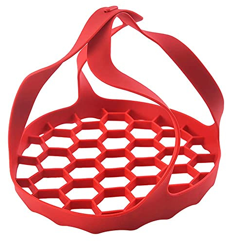 Pressure Cooker Sling Portable Nonstick Silicone Bakeware Sling for Instant Pot Anti Scalding Bakeware Lifter Steamer Rack(RED)