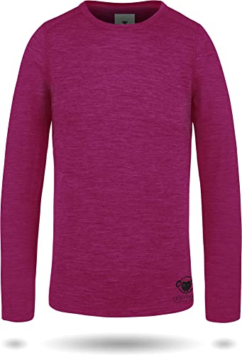 normani Kinder Merino Langarm Shirt Ski-Unterhemd Thermounterwäsche Funktionsshirt aus 100% Bio-Merinowolle für Junge und Mädchen Farbe Fuchsia Größe 86-92