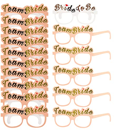 16 Pieces Hen Party Glasses Team Bride and Bride to be Glasses Rose Gold Paper Glasses Hens Night Bridal Party Game Props Hen Do Night Eyewear Decoration Bridal Shower Bachelorette Party Supplies