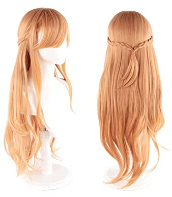 Anime-Perücke Asuna Yuuki Cosplay-Perücke für Sword Art Online, lange gerade Zopfperücke mit gratis Perückenkappe, für Kostümparty, Anime-Show, Cosplay-Event, Konzerte, tägliche Perücke