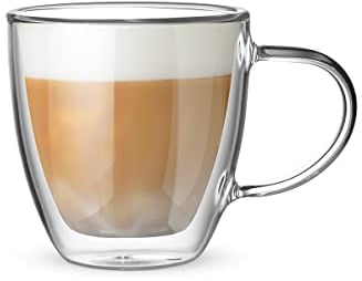 Bialetti Set 2 Bicchieri Double Wall Capri, 160ml, Isolante Termico, Vetro Borosilicato