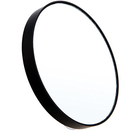 SuanQ Miroir grossissant x10 avec deux ventouses - Miroir rond - Grand miroir grossissant dix - Noir