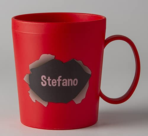 ILS I LOVE SHOPPING Taza personalizada con nombre, vaso de plástico, 350 ml, para microondas con asa de desayuno, fabricado en Italia (STEFANO)