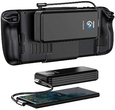 Antank 20000mAh Magnetische Batterie für Steam Deck, 45W PD 3.0 schnell Ladende Power Bank, Tragbarer externer Akku mit abnehmbarer hinterer Halterung und doppeltem USB-C-Kabel für Steam Deck Batterie