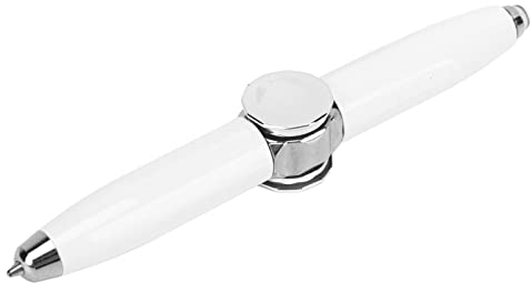 SPYMINNPOO Spinner Pen, Leuchtender Gyro-Kugelschreiber mit Fingerspitze, Fingerschreibstift mit LED-Licht Zum Stressabbau (Weiss)