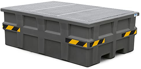 Auffangwanne pro-line aus Polyethylen (PE) für 1 IBC, mit verzinktem Gitterrost