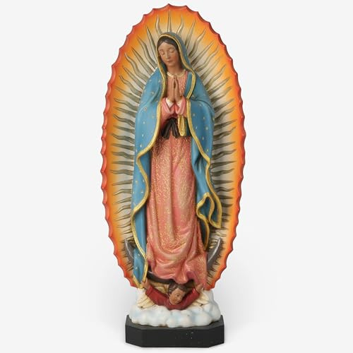 BC katholische Statue Our Lady of Guadalupe, Virgen De Guadalupe Figur, Heilige Mutter Maria, religiöses Geschenk für Mutter, katholische Heimdekoration, 17,8 cm hoch, handbemalte Skulptur von