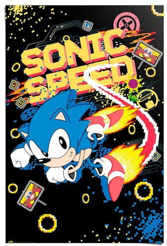 REINDERS Poster, Sonic - speed, Kinderzimmer, Poster, Wanddeko, Room Decor, 150 gr. glänzend Bilderdruckpapier, Mehrfarbig, 91,5x61cm