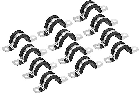 sourcing map 22 Stück 22 mm (7/8 Zoll) Kabelschelle, Gummi-Rohrband, gummiert, 304 Edelstahl, Schlauchschelle, U-Form, Metallklemme, Rohrhalter für Rohrleitungen