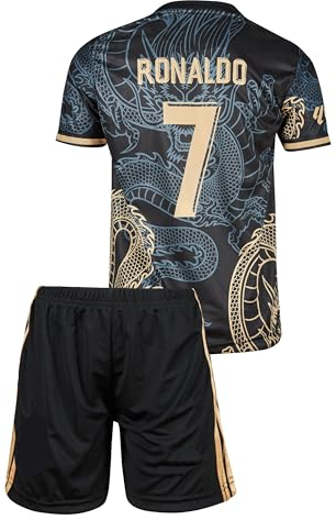 Amdrabola Madrid No 7 Dunkelblau Drachen Fußball Kinder Trikot,Spezieller Entwurf, Fussball, Limitierte Auflage, Beschränkte Auflage, Kommen Sie mit Shorts (128,Dunkelblau)