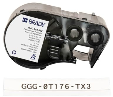 Brady PermaSleeve Thermoschrumpf-Polyolefin-Etikettenband für Drucker M410, M510, M511 – Elektrische Beschriftung, Kabel- und Drahtkennzeichnung – schwarz auf weiß (11.15 mm x 2.10 m) – M4C-250-342