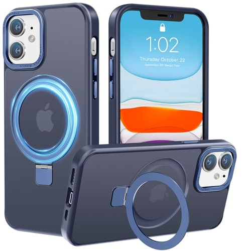 PuyaTeya Handyhülle für iPhone 11 Hülle,[mit Unsichtbarem Ständer ][mit MagSafe] Stoßfeste Kratzfeste Schutzhülle Anti-Fingerabdruck [Transluzente Matte] Hülle iPhone 11 6.1（Navy Blau）
