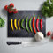 BELLART - Poivrons Jaune Vert et Rouge - Planche à découper en verre à impression UV 35x25 cm