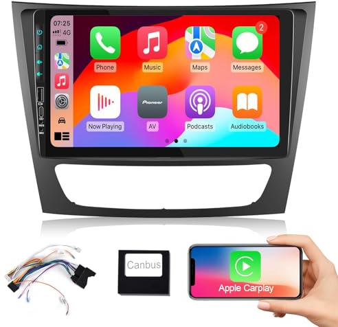 【2+64G】 Hodozzy Carplay Autoradio für Mercedes Benz E-Klasse W211/CLS-Klass 2005-2008 Android Autoradio mit Navi,9 Zoll Touchscreen mit Android Auto/WiFi/GPS/RDS/FM/BT/USB