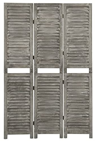 Faltbarer Paneel mit 3 Paneelen, Indoor Outdoor Schlafzimmer Büro Terrasse Privatsphäre Raumteiler Klappbar Freistehend Trennwand Sichtschutz Raumtrenner, Grau 106,5x166 cm Massivholz