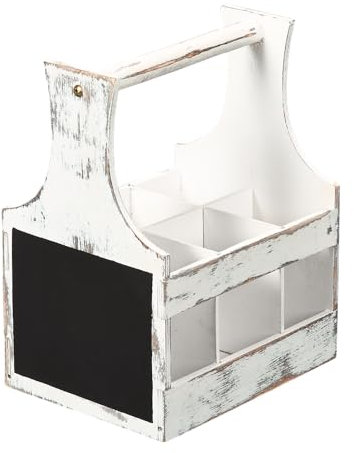 Kesper |Soßen- und Besteckträger mit Schreibtafel/Tischorganizer, Material: Sperrholz, Maße: 20,2 x 16 x 26 cm, Farbe: weiß | 66276