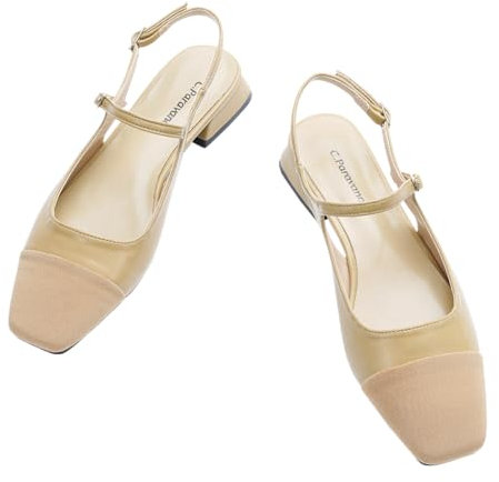 C.Paravano Damen Slingback Schuhe Flache Schuhe für Damen Sandalen Elegant & Komfortabel Ideal für Reisen, Einkaufen und Party(Yellow,39)