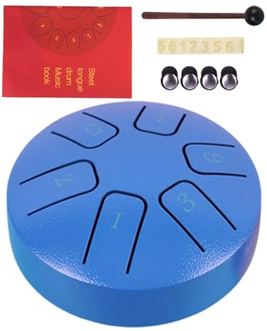 Zungentrommel aus Stahl, 9,5 cm (3,8 Zoll) Kinder-Zungentrommel mit 6 Noten, tragbare Stahlzungentrommel, Hank Tank Drum Kit für Yoga, Meditation, Geistheilung