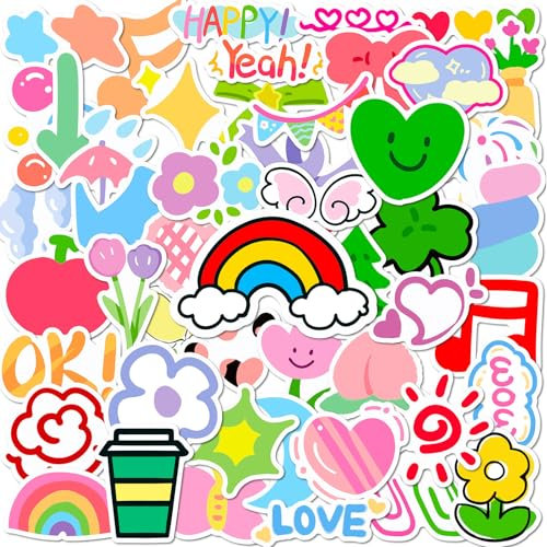 Mistree 50 Süße Sticker, Trinkflasche Aufkleber Wasserfest, 3-6 CM