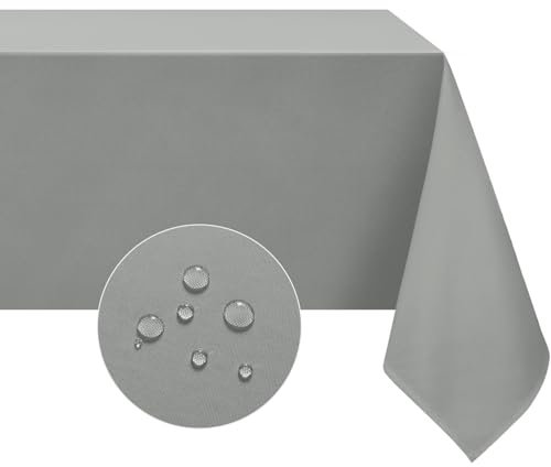 Softalker Tischdecke 100x100 cm Abwaschbare Klein Tischdecken Wasserabweisend und Fleckschutz aus 210 GSM Polyester Tischtuch Pflegeleicht Grau für Draußen Geburtstags Party Weihnachten Silvester