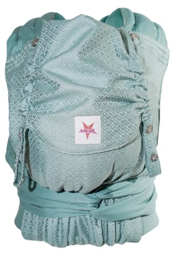 KOKADI Babytrage TaiTai Heart2Heart Mint (Unisize) – Ergonomisch, sicher & kuschelweich, handgefertigt aus 100% Bio-Baumwolle – Ab Geburt bis 15 kg, perfekt für größere Eltern und Babys – Türkis