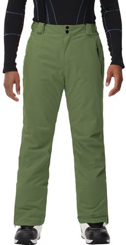 HOTIAN Herren Skihose Wasserdicht Wasserdicht Schneehose Atmungsaktive Warm Outdoorhose Hosenträger Schneehosekihose Winter Snowboardhose Trekkinghose Amy Green L