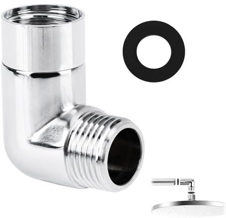 Shower Elbow Adapter, 135-Degree Lasting Copper G1/2 Elbow Shower Hose Connector for Hand and Wall-Mounted Accessories Adjustable to Directional Head Adapter Sliver Shower Arm Extension Connector