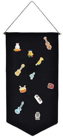 DALAETUS Wall Hanging Brooch Jewelry Storage Case, Canvas Pin Badge Display Banners, Enamel Pin Display,Display Stand Organizer for Earrings Necklace Glitter Pin Enamel Lapel Badge Collection(Black)