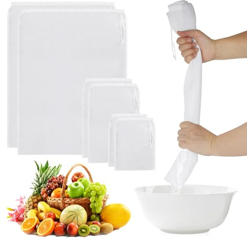 6 Stück Filter Braubeutel, 3 Größe Weiss Nussmilchbeutel, Wiederverwendbare Saftfilterbeutel, Filterbeutel Mit Kordelzug, Nylon Brew Bags Filter Für Obstpresse, Wein Marmelade