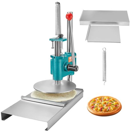 VEVOR Presse à Pâtes 24 cm Diamètre Machine à Pizza Manuelle avec Plateau en Acier Inoxydable Formeuse à Pizza Domestique Hauteur Réglable pour Tartes Tortillas Pains Pizzerias Boulangeries Cafés