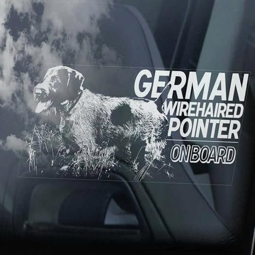 LMMIXEE Deutscher Drahthaar-Zeiger an Bord Auto-Fensteraufkleber Deutsch Drahthaar Hundeschild Vorstehhund Aufkleber Vinyl gestanzte Aufkleber Lustige Stoßstangen-Aufkleber Deutsch Drahthaar Liebhaber