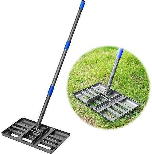 Starbover Rastrello per livellare il prato, in metallo, con manico da 152 cm, robusto strumento di livellamento da giardino con bordi lisci per una facile manutenzione del terreno e del tappeto erboso