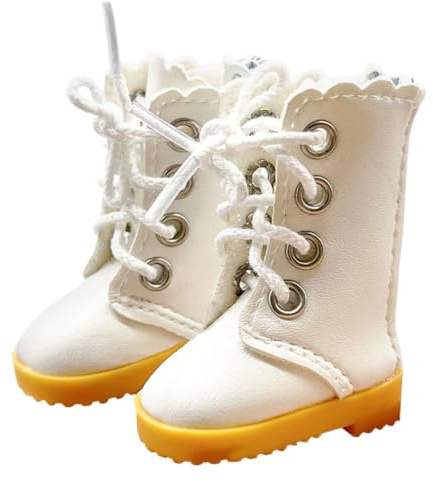 Weiße Puppenstiefel für 30cm Gelenkpuppen, Elegantes Gewebe | Ausstellen für Partys, Leicht Anzuziehen, Charmante Dekoration, für Sammler und Fotografen