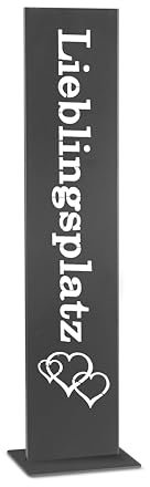 GARDIVO Lieblingsplatz schild 98cm Hoch, Gartendeko, wohndeko, Gartenschild, dekoration (Anthrazit, Liebe)