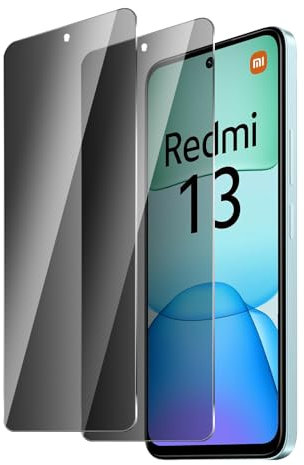 BIESHKJ 2 Pezzi Pellicola Protettiva Privacy per Xiaomi Redmi 13 4G/5G, Pellicola VetroTemperata Anti-Spy con Durezza 9H, Anti-Graffio e Protezione Integrale