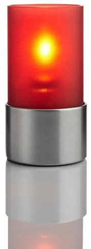 Lumea 1004 Tischlicht Ambeo Coral | Elegantes Windlicht inkl. Flüssigwachskerze und Stabfeuerzeug | Kerzenhalter aus Glas in Rot | Brenndauer 40 Std. | Indoor geeignet, Höhe: 14 cm