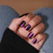 KQueenest Purple Cat Eye Press on Nails Short Coffin, Bling Black Short False Nails with Glue, Glazed Sparkly Fake Nails Press ons, Reusable Soft Gel Stick on Nail for Women Gothic Decoration, 30 Pcs