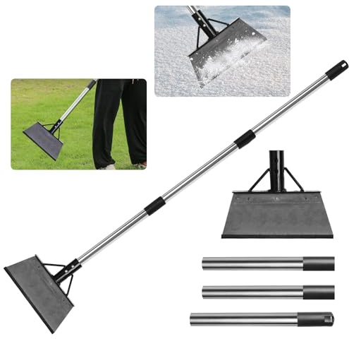 SDLDEER Multifunctional Garden Shovel with Gloves, 25cm Heavy Duty Gardening Tools Scraper Long Handle, Outdoor Cleaning Spade, Lawn Edging, Patio Floor Scraper, Ice Snow Weed Remover Tool