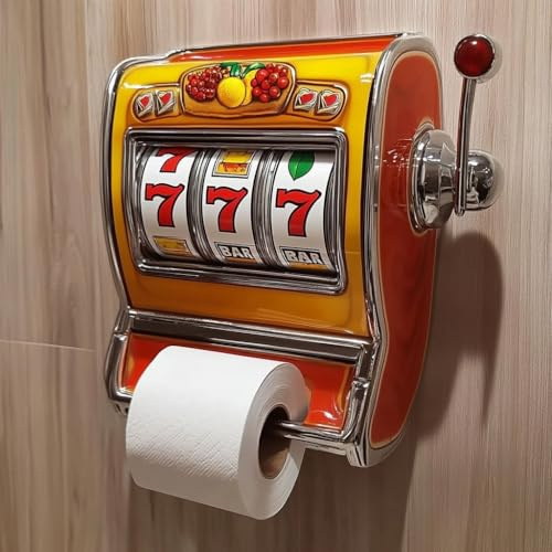 Slot Machine Toilet Roll Holder, Retro Arcade-Style Toilet Roll Holder, Funny Toilets Rolls Dispenser, Game Themed Hilarious Tissue Paper Rolls Storage Rack, Novelty Kitchen Bathroom Decor