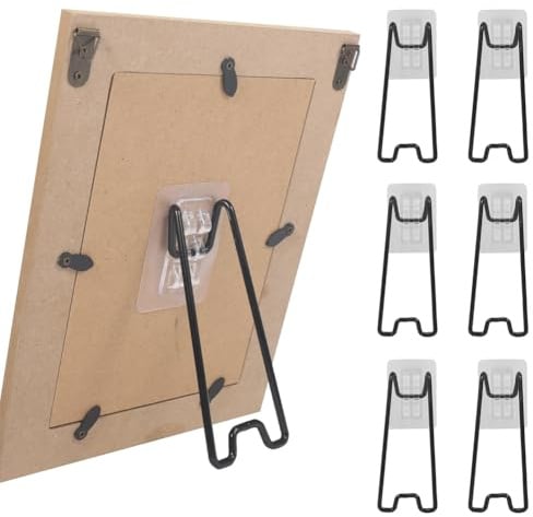 Ayfunkey 6 Pcs Picture Frame Bracket, Picture Frame Easel Bracket, with Self-Adhesive for 5.9 to 10.2 Inch Picture Frame Easel