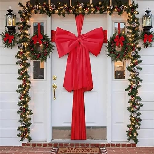 HiFEN® Large Red Door Bow Organza Ribbon Kit for Front Door Décor, Wedding, Party, Baby Shower and Outdoor Home Decoration, 434 × 35 cm
