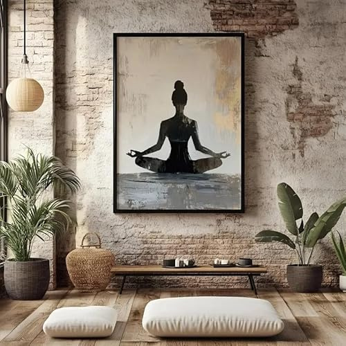 GKUVBF Yoga-Meditationsposter, Zen-Wandkunst, Yoga-Posen-Leinwandbild, Meditations-Wandkunst, Wanddekoration für Yoga-Räume (60 x 80 cm/rahmenlos)