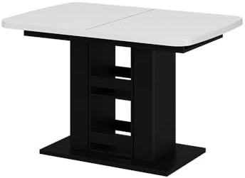 Vicco Esstisch Fenaro, Weiß/Schwarz, 120 x 80 cm, ausziehbar mit Synchronauszug für Variable Tischlänge