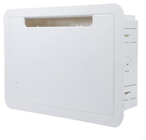 Replacement 9 inch In-Wall TV for MEDIA Box for Fire TV and for Samsung One Connect, Recessed Network Enclosure, with Plastic Trim White