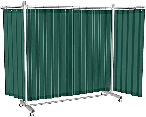 Godirect24 Mobile & fahrbare Schweißschutz Stellwand, 3-teilig, B370 x H210cm, mit Plane grün, Schweißerschutzwand nach EN ISO 25980