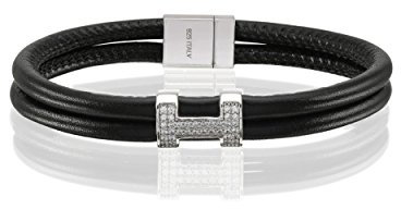 SIF Jakobs Damen-Manschetten Armband 925 Sterlingsilber SJ-BR2901W-BL/CZ