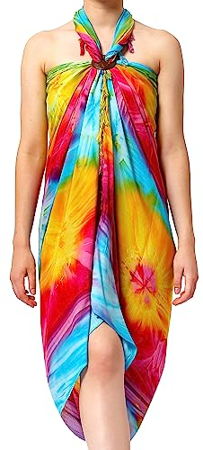 Ciffre Sarong Pareo Strandtuch Wickelrock Strandkleid Lunghi Dhoti Handmade Tuch Sauntuch Knall bunt