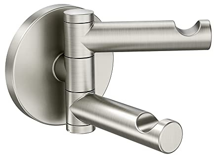 Moen YB0402BN Align Modern Double Swivel Robe Hook, Brushed Nickel